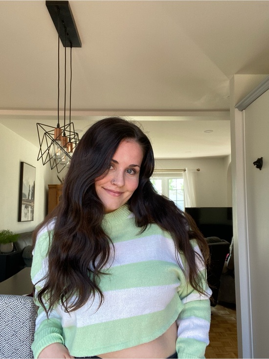Streetwear Society Sweaters - Streetwear Society Cropped Cowl Sweater in Light Green & White